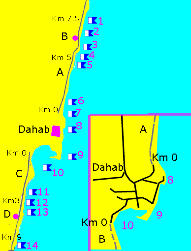 Sites de Dahab, extrait de Dive The Red Sea